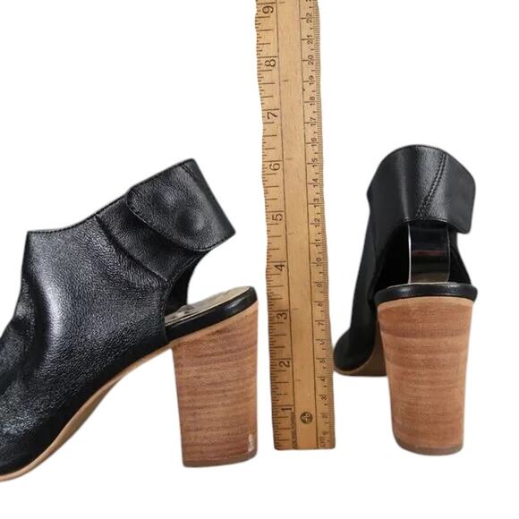 Steve Madden Shoes Womens 6 Booties Fashion Open Toe Ankle Strap Leather Black - Picture 8 of 13